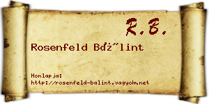 Rosenfeld Bálint névjegykártya